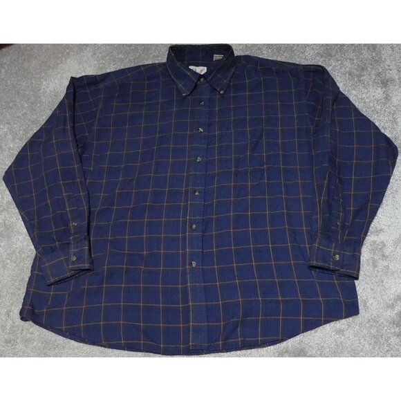 Vintage AW Apparel Workshop Shirt Men's XL Blue Plaid Button Down Long Sleeve - Picture 1 of 9